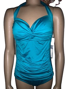 NEW LizClaiborne women’s spring summer Swimsuit one piece color blue size 12 - Picture 1 of 7