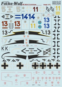 Print Scale 72-174 1/72 scale Decal for airplane - Focke-Wulf Fw 190 A-7 & A-8 - Picture 1 of 12