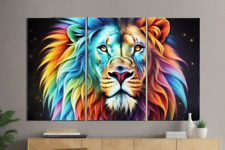 Magical Lion 1 Abstract 3 Triple Three Canvas Panel Multi Split Wall Art Work