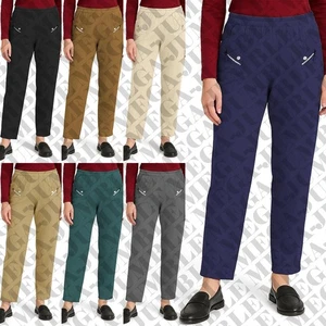 Women Cherry Berry Corduroy Trousers Elastic Waist Straight Leg Cord Velvet Pant - Picture 1 of 9