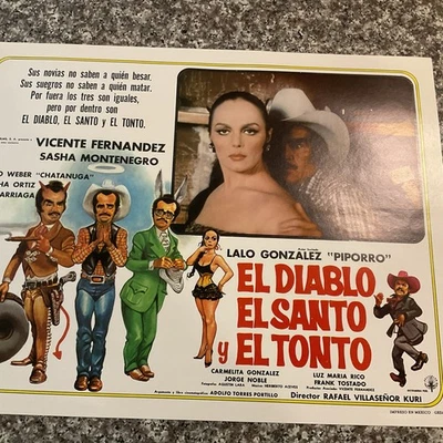 (1987) El Diablo,El Santo, Y El Tonto Lobby Card 16x12 Vicente Fernandez/Sasha - Image 1 of 4
