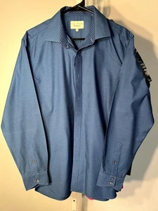 Ted Baker Endurance blau Mini-Karo 100% Baumwolle Langarm Knopfleiste Gr. Lrg - Bild 1 von 8