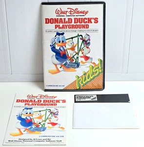 Donald Duck’s Playground 1984 Commodore 64 / 128 Boxed, Manual, Diskette Sleeve - Zdjęcie 1 z 9