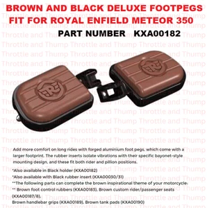 BROWN AND BLACK DELUXE FOOTPEGS FIT FOR ROYAL ENFIELD METEOR 350 - Picture 1 of 3