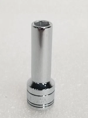 S-K 8458 X-Deep Socket 3/8"-Drive SuperKrome Finish 6-Pt Size-8mm Made in USA - Image 1 of 4