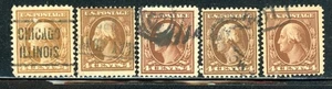 US Scott # 377 - Used - 5 Stamps - Nice Centering (4-C186) - Picture 1 of 1