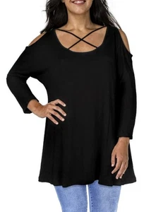 ÜBERGRÖSSE 2X❤️24seven Comfort Apparel Damen schwarz Viskose Tunika Top Shirt Neu mit Etikett - Bild 1 von 1
