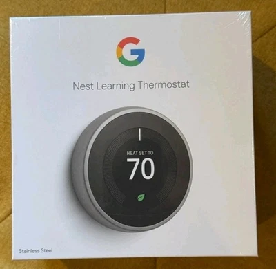 Google Nest 3rd Gen Smart Learning Thermostat -T3007ES NEW - Sealed Stainless  - Image 1 of 2