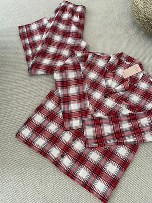 NWT Eberjay Flannel Pajamas med. Plaid Red - Image 1 of 4