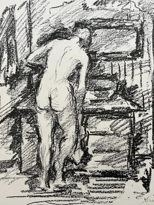 Heinrich Graf Luckner Signierte Original Lithographie 1927- weiblicher Rückenakt - Bild 1 von 3