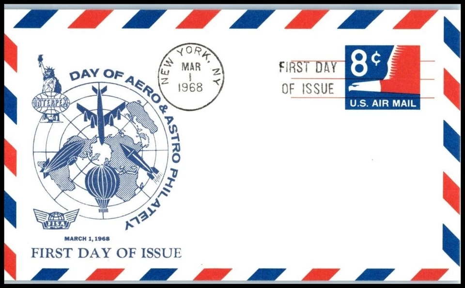 1988 Eagle INTERPEX 8c Airmail Sc UXC9 FDC with small cancel New York NY - Image 1 of 1
