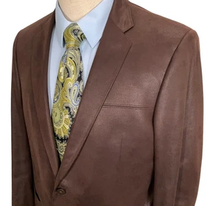 Coppley Blazer Men 40R Brown Grady Faux Leather Classic Business Casual Jacket - Picture 1 of 12