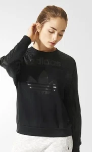 ADIDAS Originals Women's Trefoil  Train O1 Sweatshirt, Size S,  Black - Picture 1 of 12