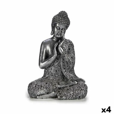 Statua Decorativa Gift Decor Argentato Argento Buddha Seduto 22 x 33 x 18 cm  - Immagine 1 di 3