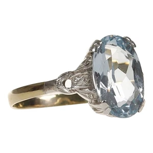 Jugendstil Ring in Gold 333 und Silber mit blauem Stein Gr. 61/ 19,4 mm (D3488) - Bild 1 von 5