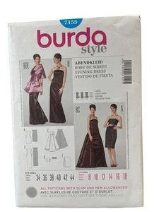UNCUT FF Sewing Pattern 7155 Burda Gown Evening Dress Miss Size 8-18 - Picture 1 of 2
