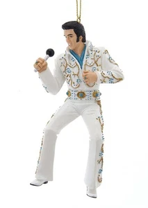 Baumschmuck Elvis Presley in Weiß - Baumkugel Elvis, Weihnachtsdeko, Christbaum - Bild 1 von 1