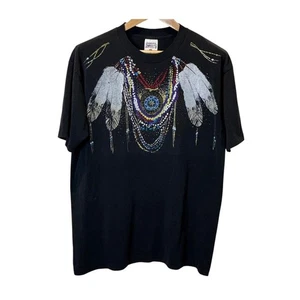 Vintage Tennessee River Feather Graphic Tee Damen XXL USA Boho Western Glitzer - Bild 1 von 8