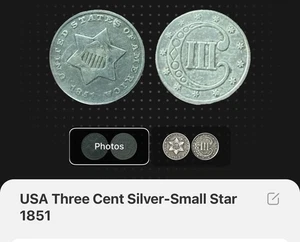 1858 Three Cent Silver 3C- U.S. TRIME COIN- BEAUTIFUL XF EXAMPLE! - Picture 1 of 2