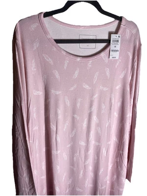 Charter Club Soft Knit Printed Feather Sleepshirt Powder Pink Size 2X New! - Image 1 of 4