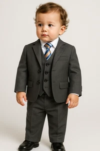 Boys Formal Charcoal Grey Suit Italian Wedding Prom Page Boy Dark Grey Suit - Picture 1 of 4