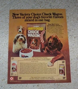 Página de anuncio impresa 1977 - Ralston Purina Chuck Wagon peludo comida para perros mascota publicidad - Imagen 1 de 1