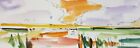 JOSE TRUJILLO Artist ORIGINAL Watercolor Painting SIGNED Modern 4x11" CLOUDS SKY