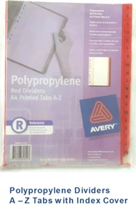 Avery 85822 Polypropylene Filing Dividers A4 Index Cover A - Z Red Tabs J23B - Picture 1 of 1