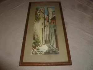 GERAHMTES GOYO DOMINGUEZ ORIGINAL AQUARELL SPANISCHES LANDSCHAFTSGEMÄLDE CASA KUNST - Bild 1 von 7