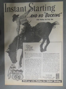 Phillips 66 Gas Ad: Texas Cowboy No Bucking ! 1930s Size10 x 14 inches - Picture 1 of 1