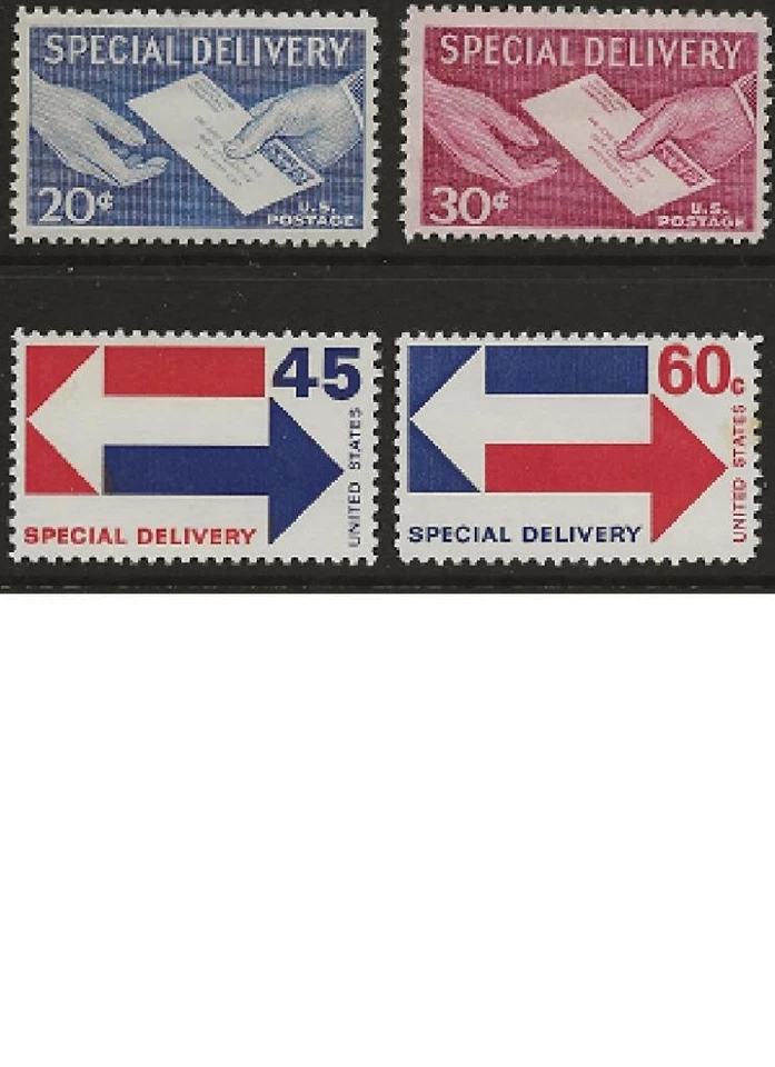 SPECIAL ON SPECIAL DELIVERY STAMPS! 4 mint for FACE VALUE $1.55 Cat Value $3.35! - Image 1 of 1