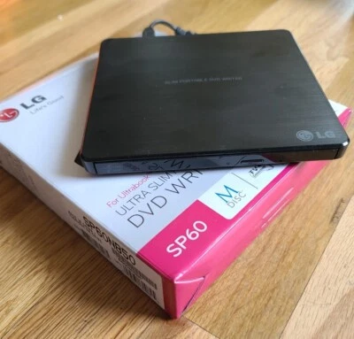 LG External DVD-WRITER Black Ultra-Slim Portable SP60 DVD-RW Tested Works - Image 1 of 3