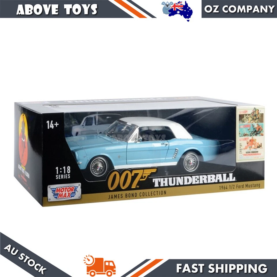 Motormax 1:18 1964 1/2 Ford Mustang Hard Top Model Car Thunderball James Bond - Image 1 of 1