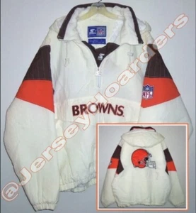 CHAQUETA CON CAPUCHA CLEVELAND BROWNS NFL STARTER 1/2 CREMALLERA DE COLECCIÓN AÑOS 90 L RARA - Imagen 1 de 3