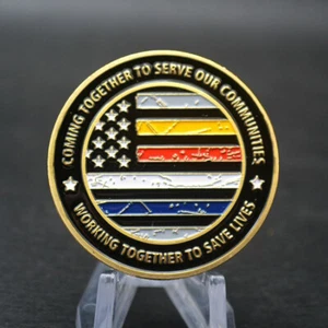 Moneda Desafío Conmemorativo Colección Honor Policía Ems Bomberos Despacho - Imagen 1 de 12