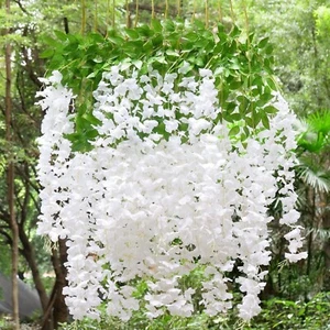 20PCs Artificial Wisteria Hanging Flower Garland Birthday Wedding Garden( White) - Picture 1 of 11
