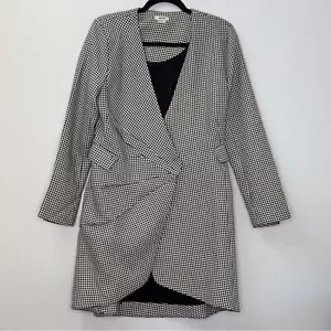 Chaqueta Blazer Jason Wu Talla M Drapeada Vestido Pata de Gallo Envoltura Mangas Largas Bolsillos - Imagen 1 de 12