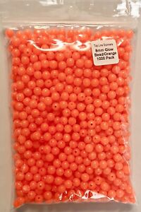Pkg of 1000 each Orange Glow-in-Dark (luminous) 8mm Plastic Round Beads