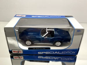 MAISTO 31202 CHEVROLET CORVETTE C3 STINGRAY 1970 -BLUE MET. 1:24- GOOD IN BOX - Imagen 1 de 7