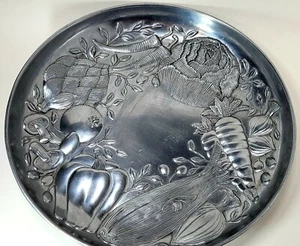 Lenox Aluminum Round Embossed Vegetable Platter Metal Serveware Charcuterie - Picture 1 of 8