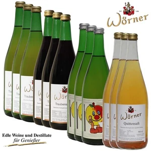 Apfelsaft, Traubensaft rot + weiß, Quittensaft 12 Fl. WEINGUT WÖRNER Direktsaft - Bild 1 von 11