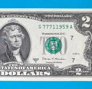 TRAILING YEAR 1959 (G 7771 1959 A) $2 Two Dollar Bill Serial Number 2017A *UNC* - Picture 1 of 4