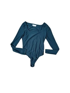 Teal Long Sleeve Scoop Neck Bodysuit By Olive & Oak Womens Size M Polyester Blen - Picture 1 of 4