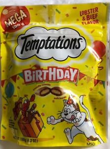 NEW Mega Temptations Birthday Lobster & Beef Flavor 1-6.3 oz Bag