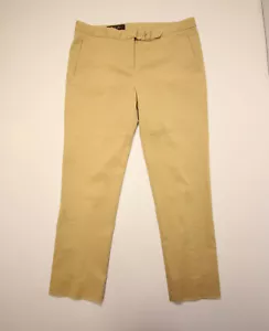 Loro Piana Pants Trousers Womens It 42 Tan Cotton Stretch Buckle Crop READ Flaws - Picture 1 of 19