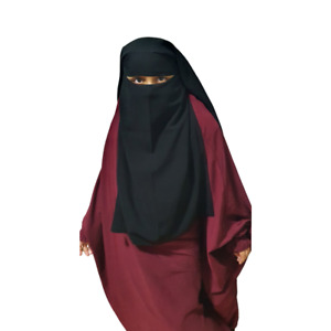 Muslim Women Quality Hijab 3 Layer Niqab Veil Burqa Face Cover Nikab  with zip 
