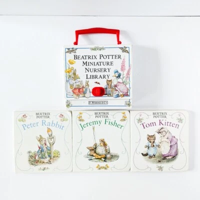 BEATRIX POTTER MINIATURE NURSERY LIBRARY 3 Books Boxed Set, 1998 F. Warne & Co Foto 1 de 4