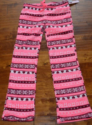 Pantalones para dormir de felpa suave sin cordones para mujer Rue 21 Pink Geo Hearts tallas S, M, L, XL Foto 1 de 3