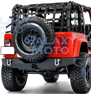 Full Width Rock Crawler Rear Bumper+2" Hitch+D-rings for 97-06 Jeep Wrangler TJ - Picture 1 of 5