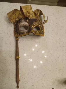 VINTAGE KLESKI RETIRED MASQUERADE OPERA MASK ON STICK MARDIS GRAS - Picture 1 of 4